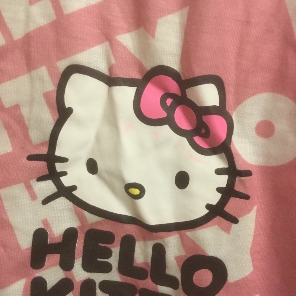 Hello Kitty Pink White Button Up Cropped Polo Short Sleeve Monogram Shirt 1XL - Picture 4 of 4